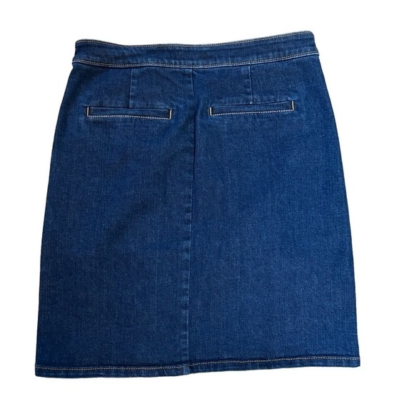 Loft Outlet Dark Wash Denim Skirt w/ Hidden Buttons Placket - Picture 5 of 10